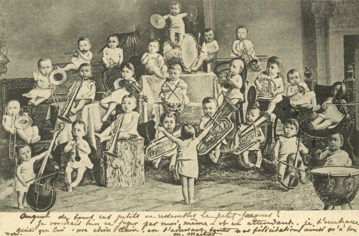Orchestr miminek (litografie) od European School