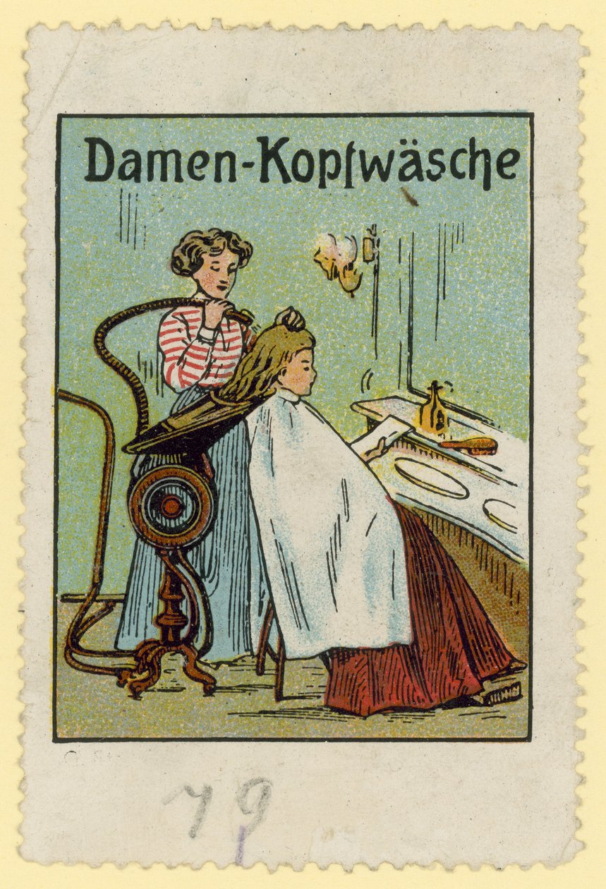 Dámská myčka vlasů (barevná litografie) od European School