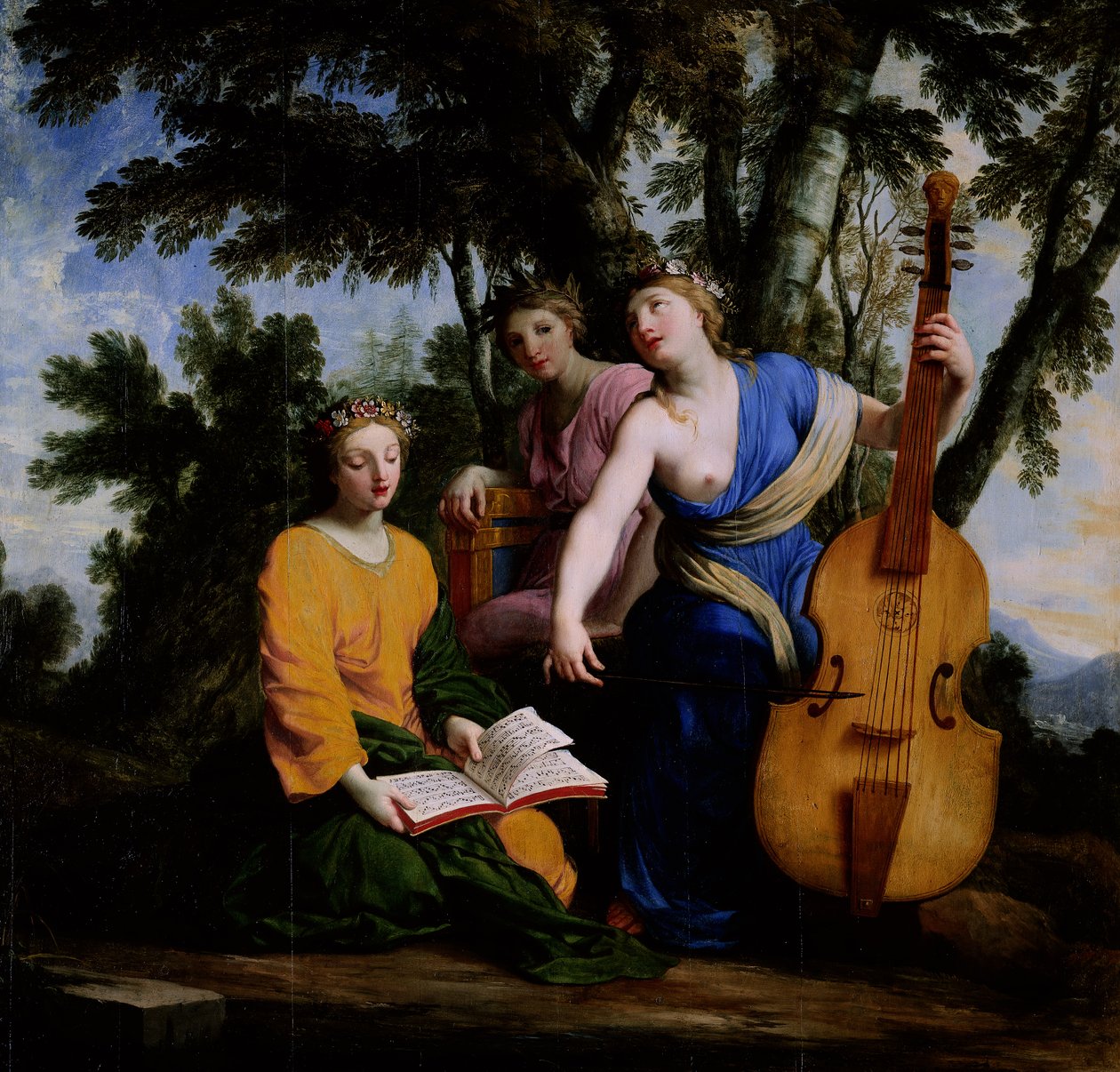 Múzy Melpomene, Erato a Polymnia, 1652-55 od Eustache Le Sueur