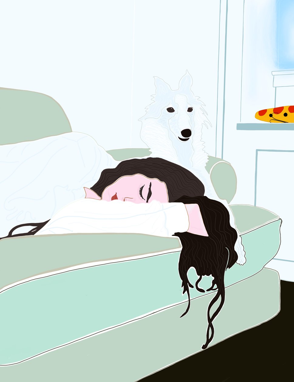 Ava a Minnie podřimují (digitální umění) od Evan Sklar