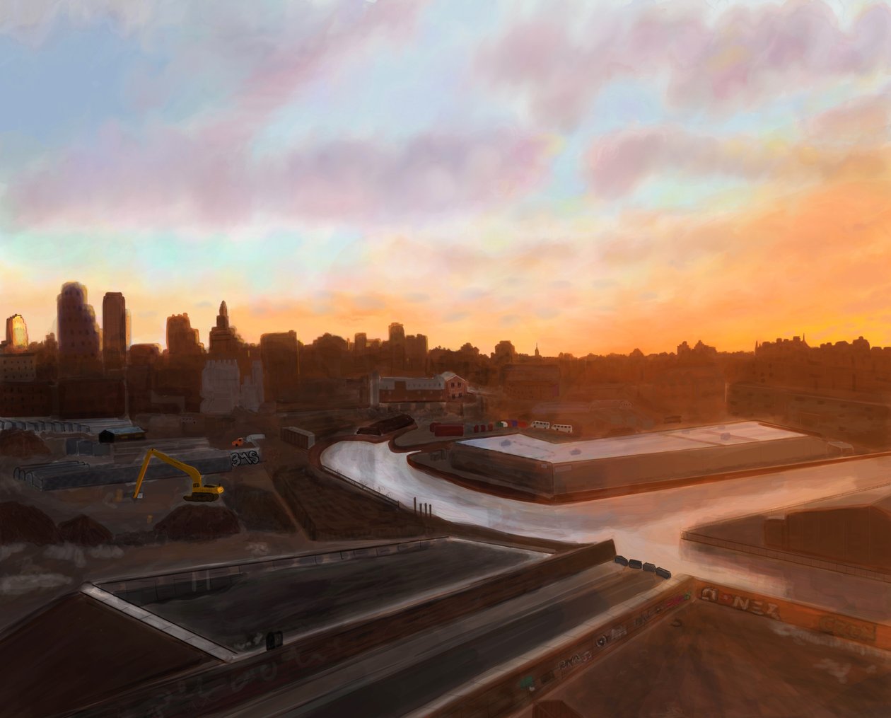 Kanál Gowanus , Brooklyn (digitální umění) od Evan Sklar