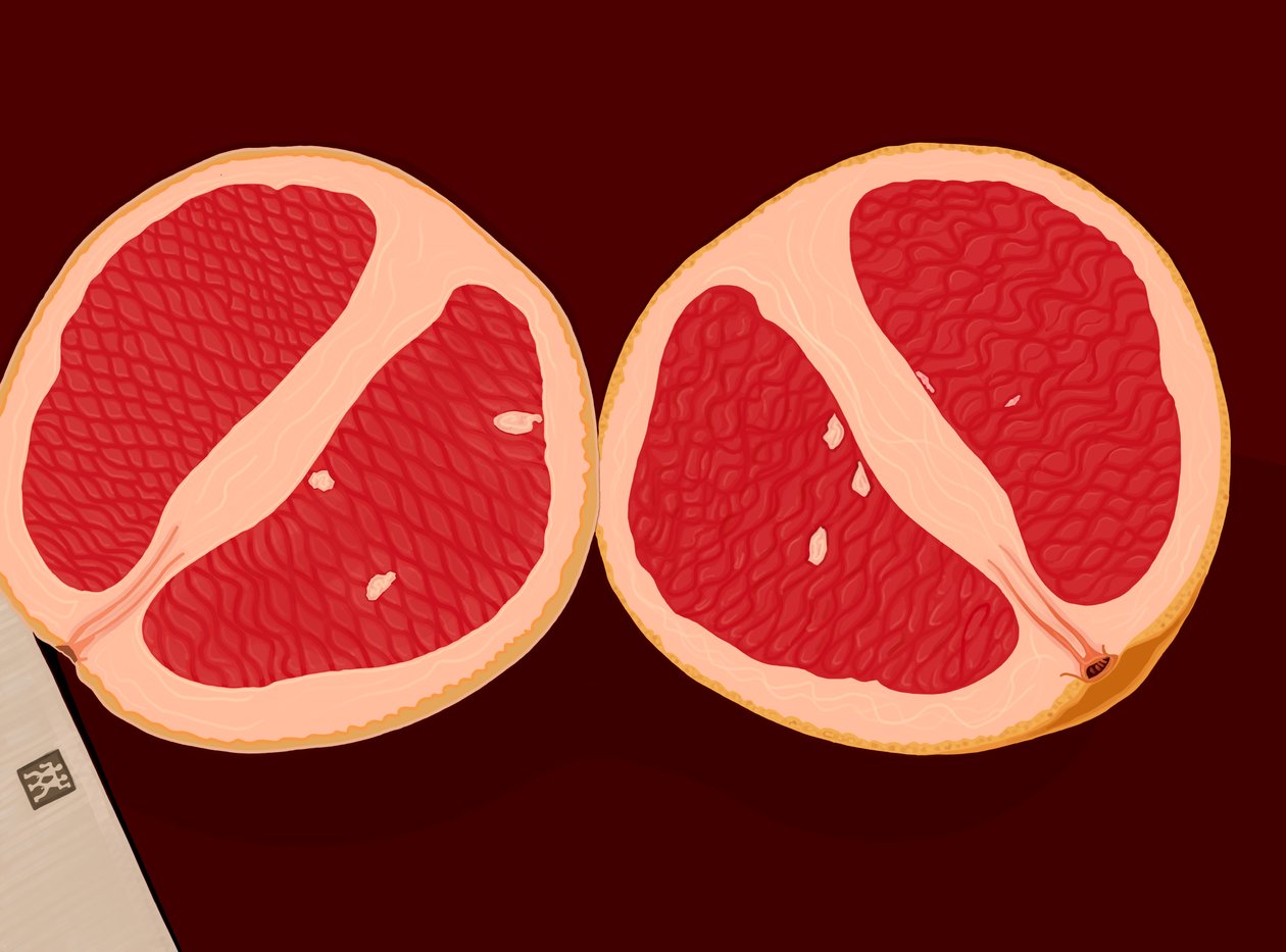 Grapefruit rozkrojený napůl. (digitální umění) od Evan Sklar