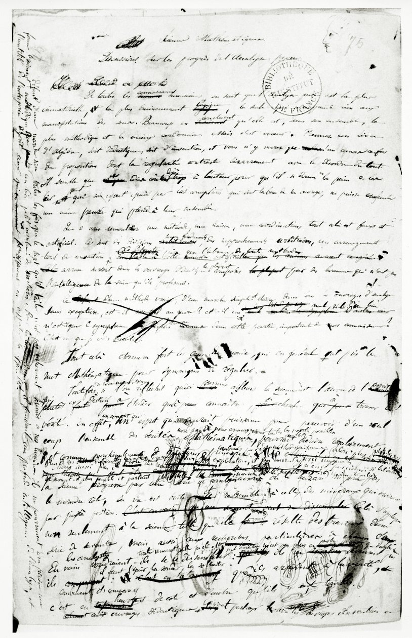 Rukopis o pokroku dosaženém v čisté analýze, kolem roku 1830 (pero a inkoust na papíře) od Evariste Galois