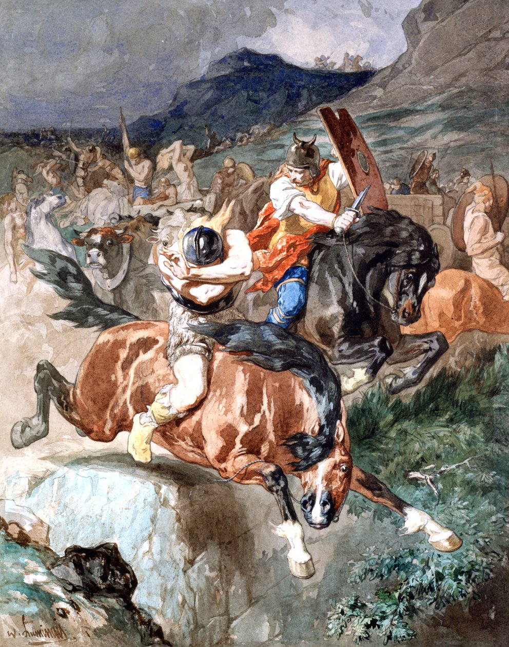 Fight of the Riders, c1842-1896 od Evariste Vital Luminais