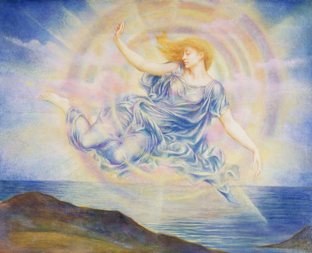 Večernice nad mořem od Evelyn De Morgan