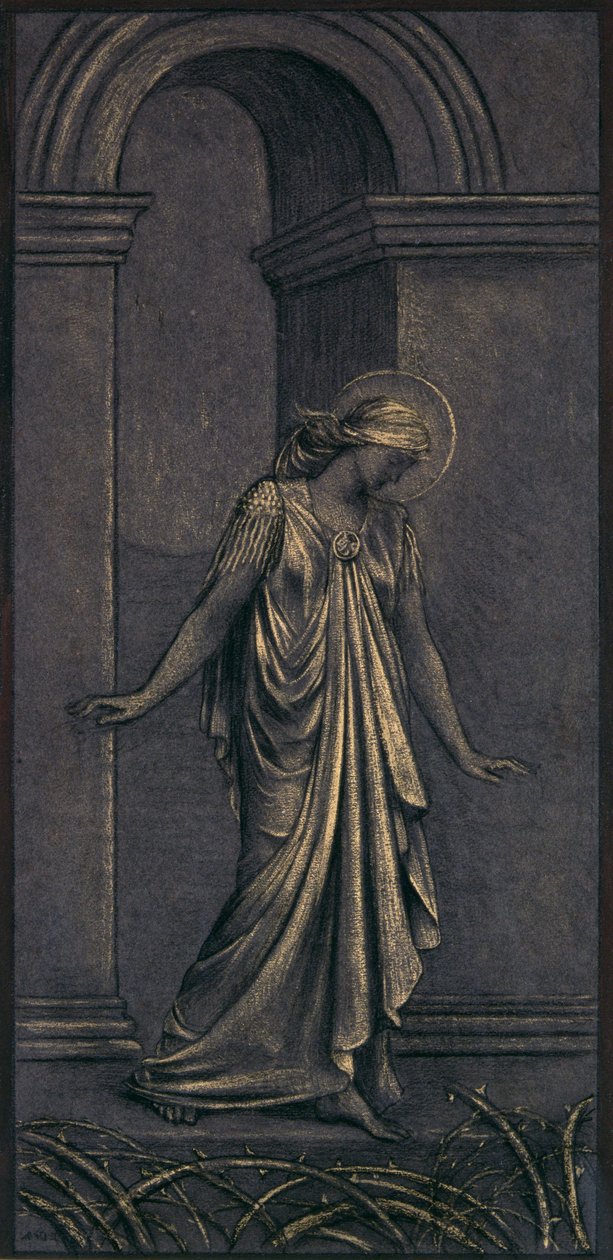 Dokončená studie pro The Thorny Way, kolem roku 1897 (křída) od Evelyn De Morgan