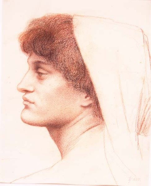 Profil ženské hlavy od Evelyn De Morgan