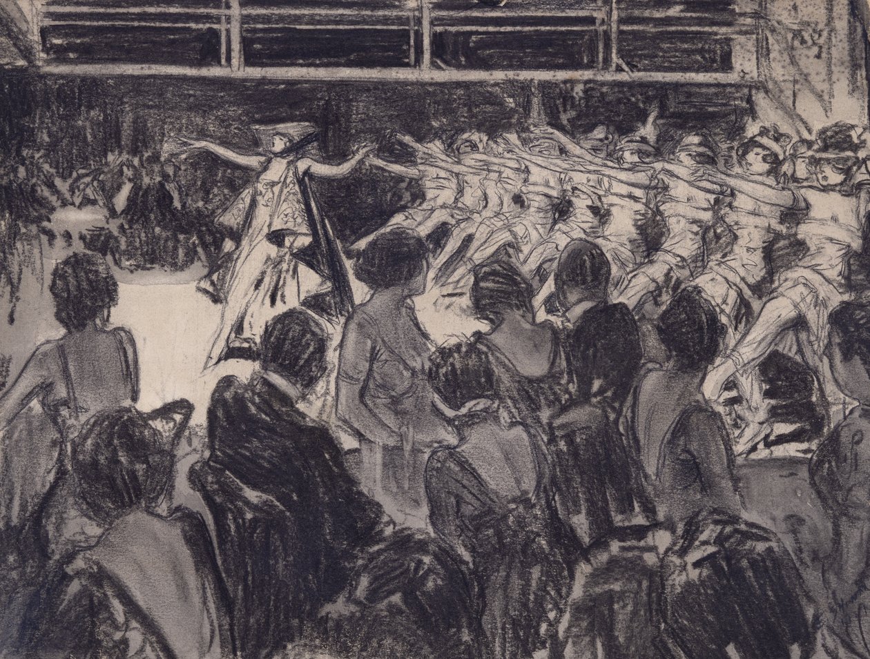 Kabaretní scéna (uhel na připravené papírové desce) od Everett Shinn