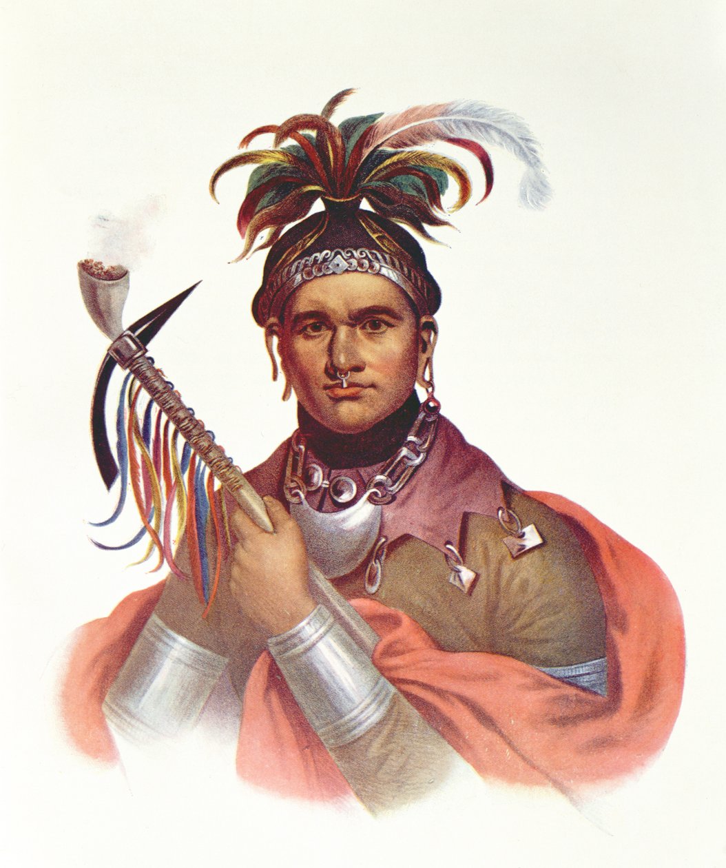 Ki-On-Twog-Ky neboli "Complanter", náčelník Seneků, 1796, ilustrace z knihy "The Indian Tribes of North America. Vol.1", autoři Thomas L. McKenney a James Hall, vydavatel John Grant (barevná litografie). od F. Bartoli