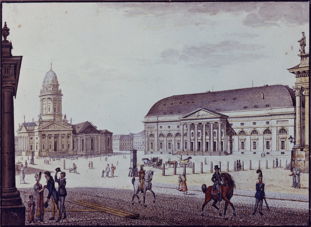 Gerndarmenmarkt (pero a inkoust a wc na papíře) od F.A. Calau
