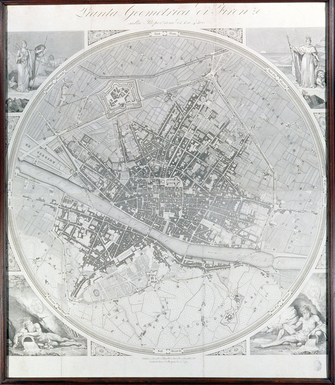 Mapa Florencie, 1843 a 1866 (podrobnosti viz 100311) od Fantozzi