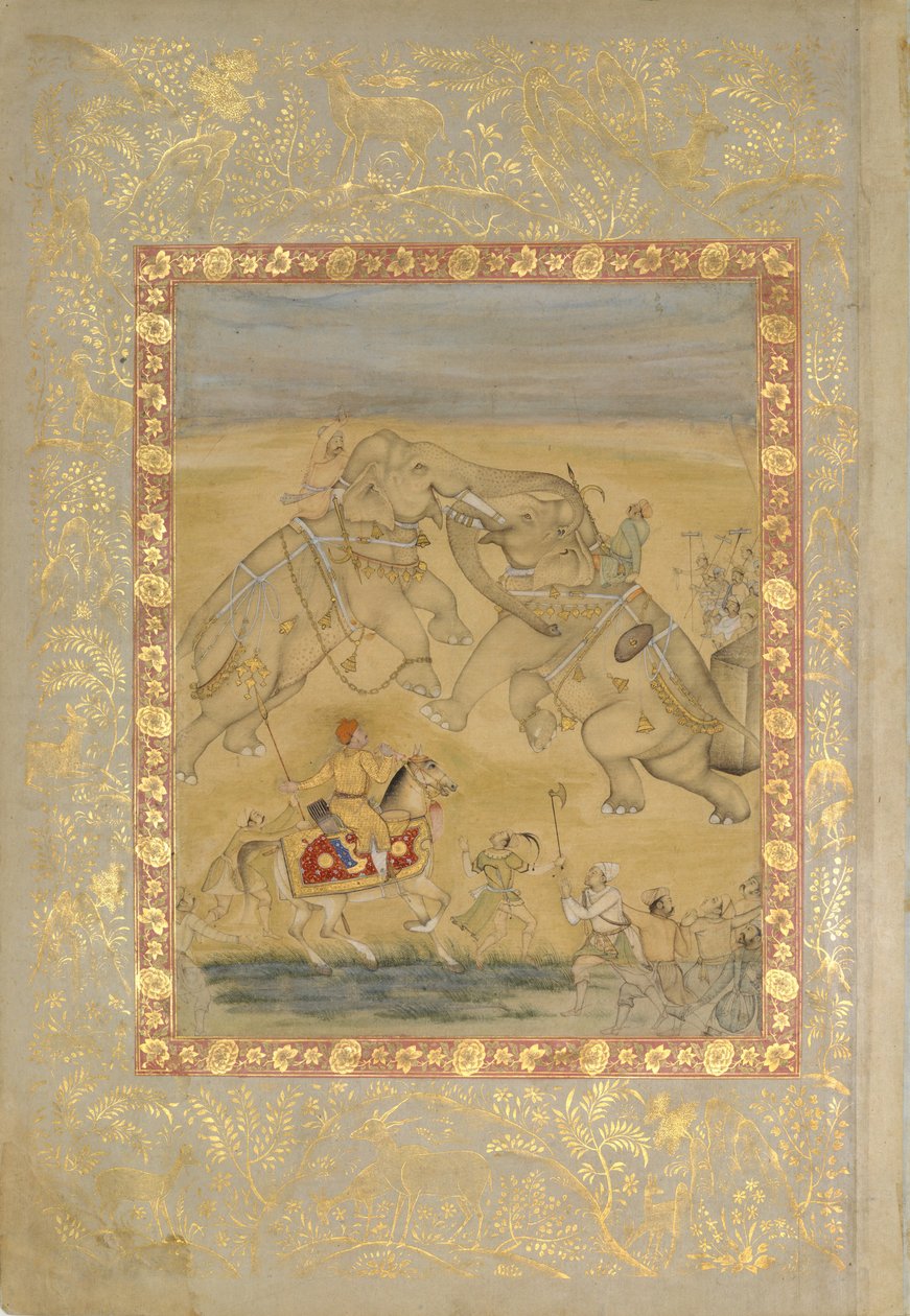 Jahangir Sledování zápasu slonů, ca. 1605. od Farrukh Chela