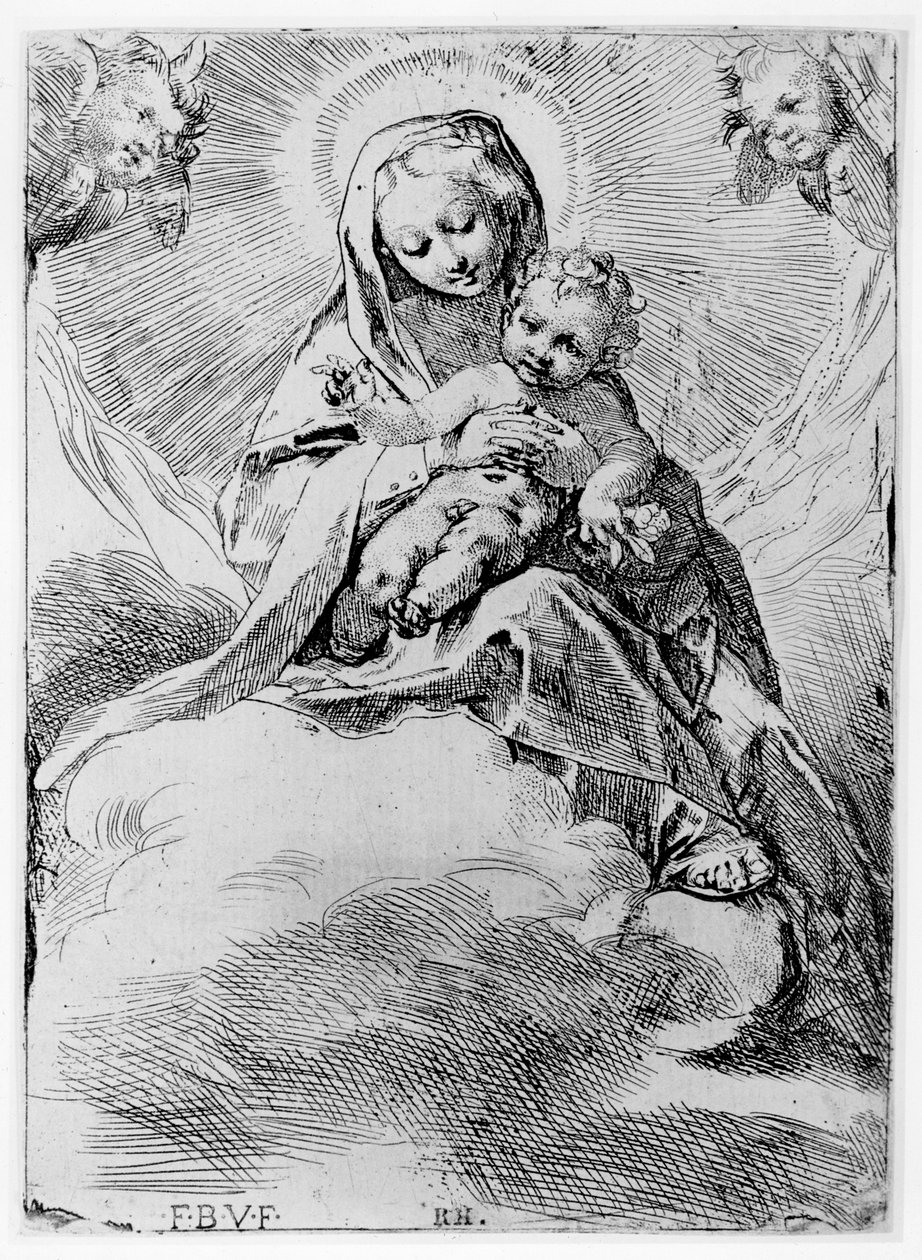 Panna s dítětem v oblacích od Federico Barocci