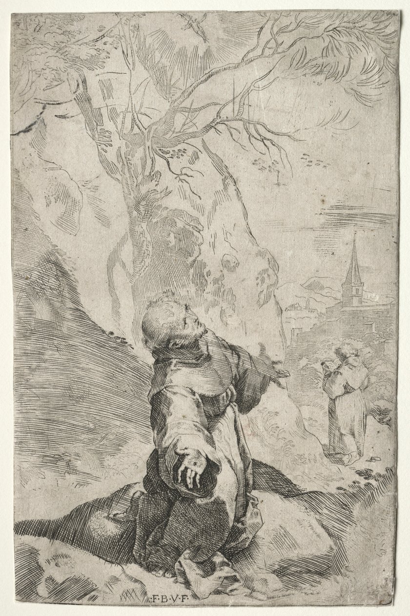 Svatý František přijímá stigmata. od Federico Barocci