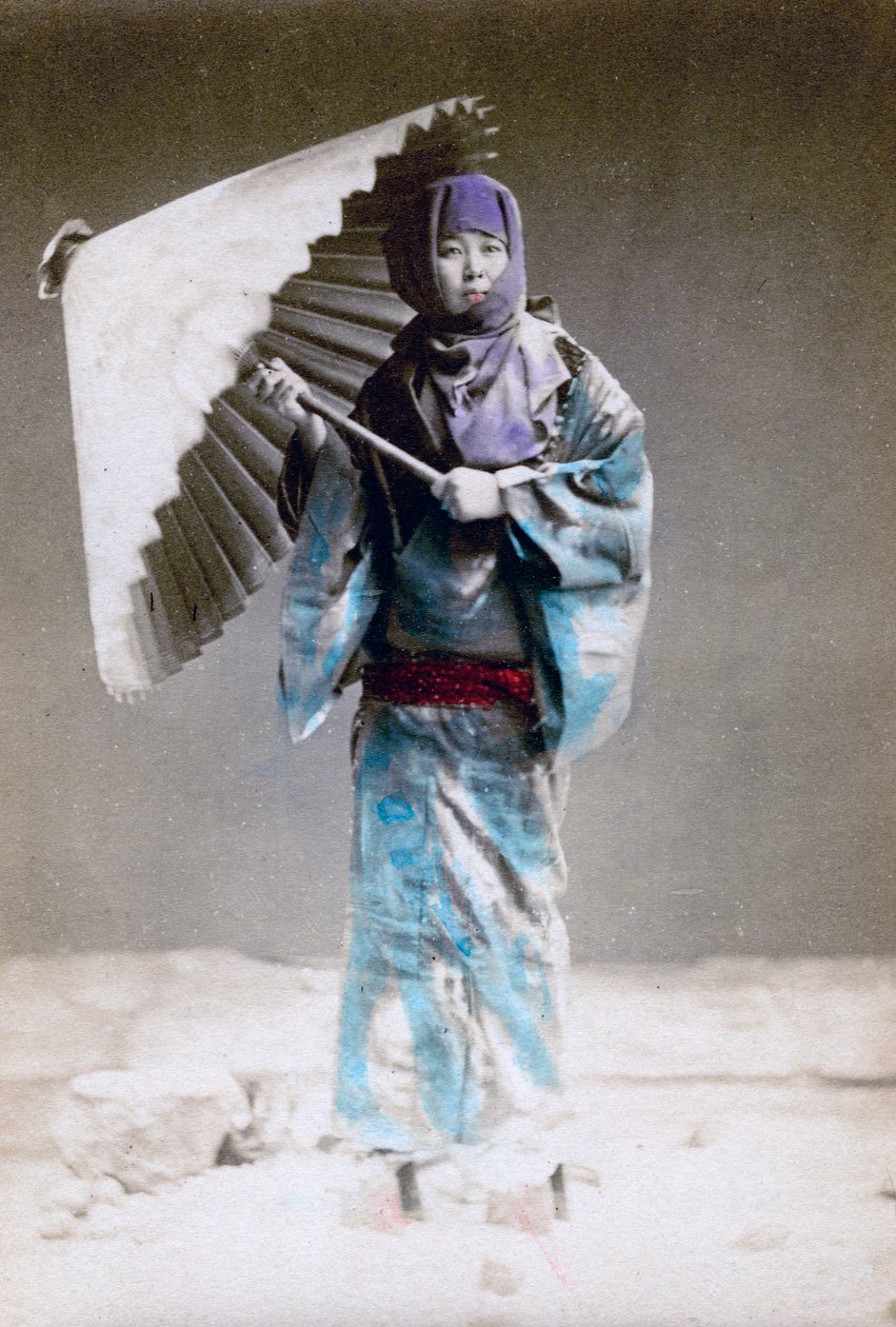 Museme, žena v zimním kostýmu, Japonsko, 1882 od Felice Beato