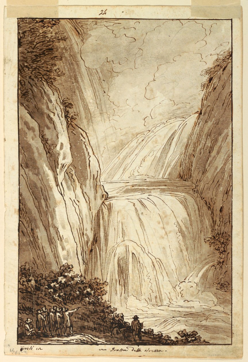 Kresba, Sirénová jeskyně v Tivoli, asi 1813 od Felice Giani