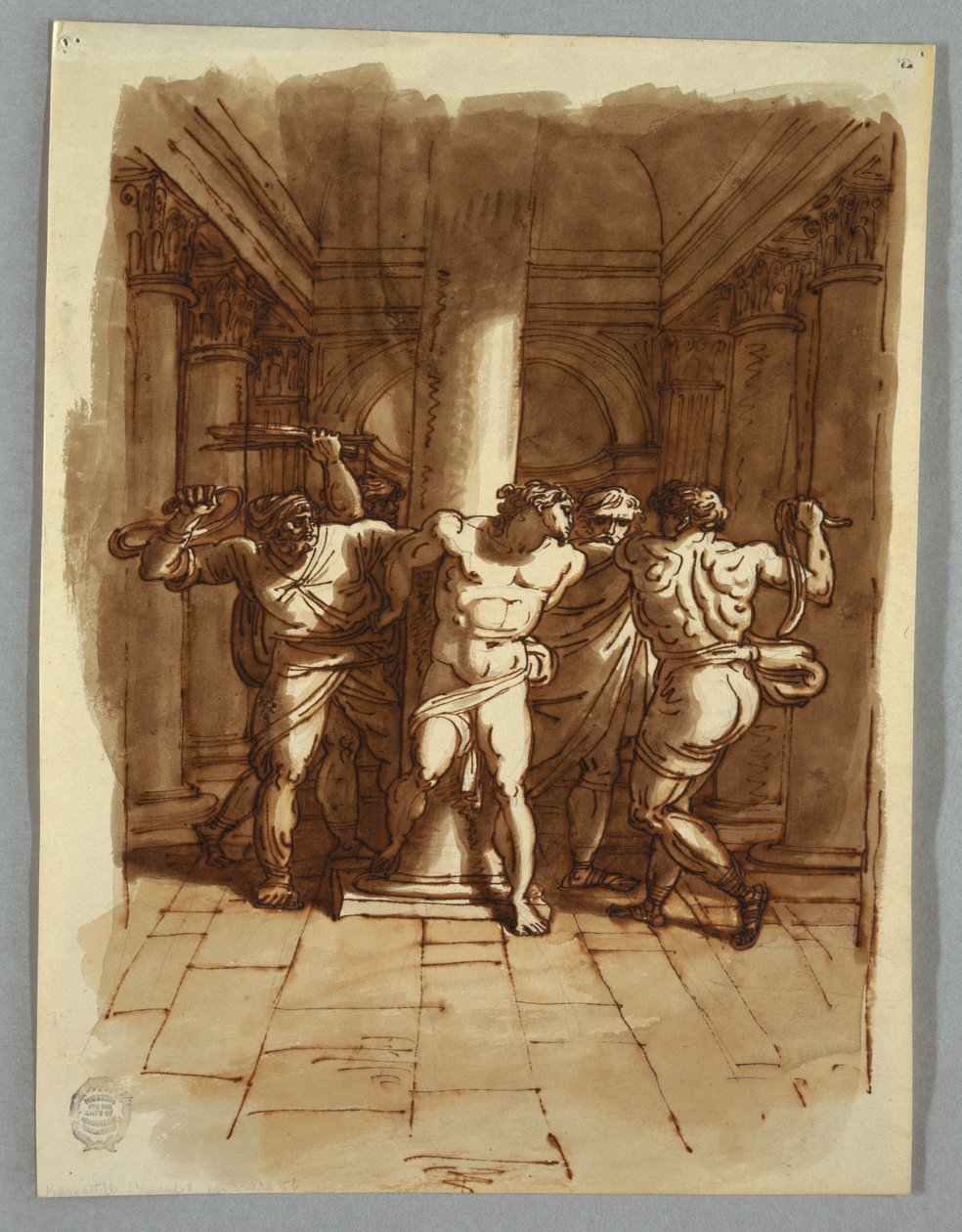 Kresba, skicák Stránka: Bičování Krista, 1810-15 od Felice Giani