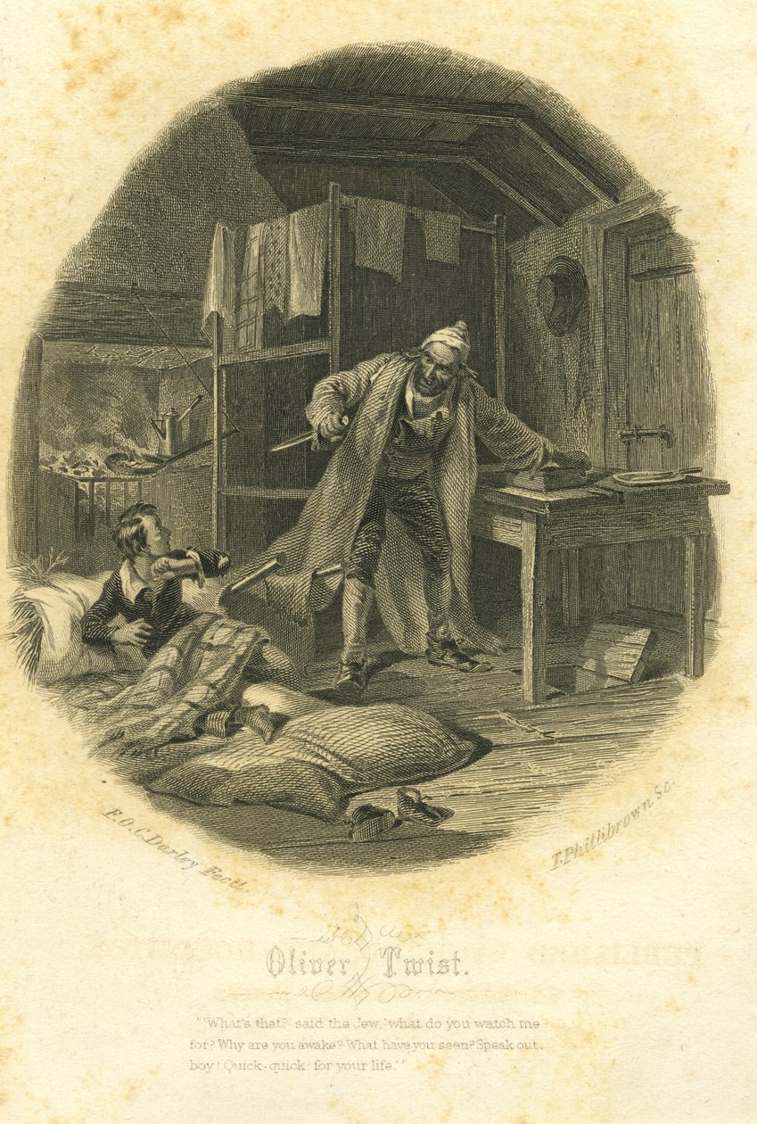 Oliver Twist a Fagin, vyryl T. Phillibrown od Felix Octavius Carr Darley
