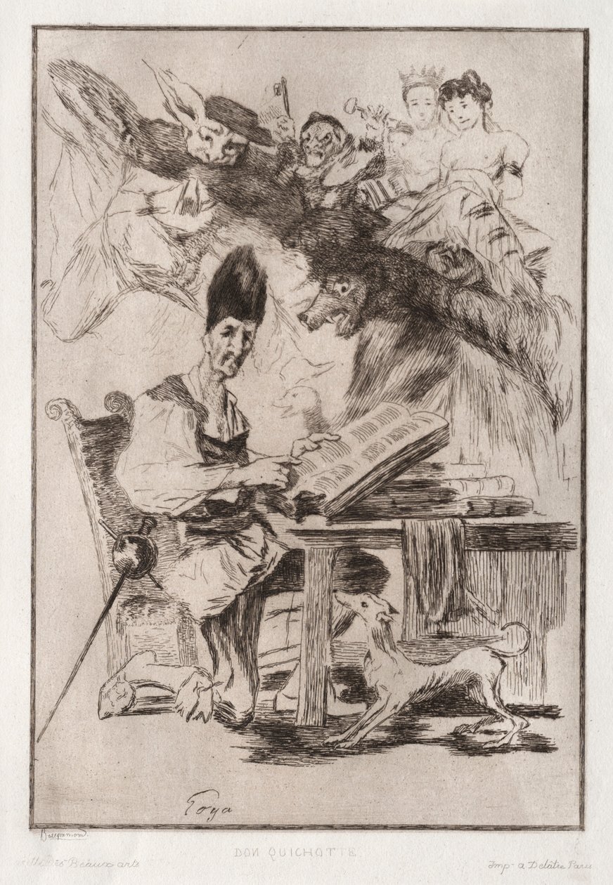 Don Quichote, podle Goyi od Felix Bracquemond