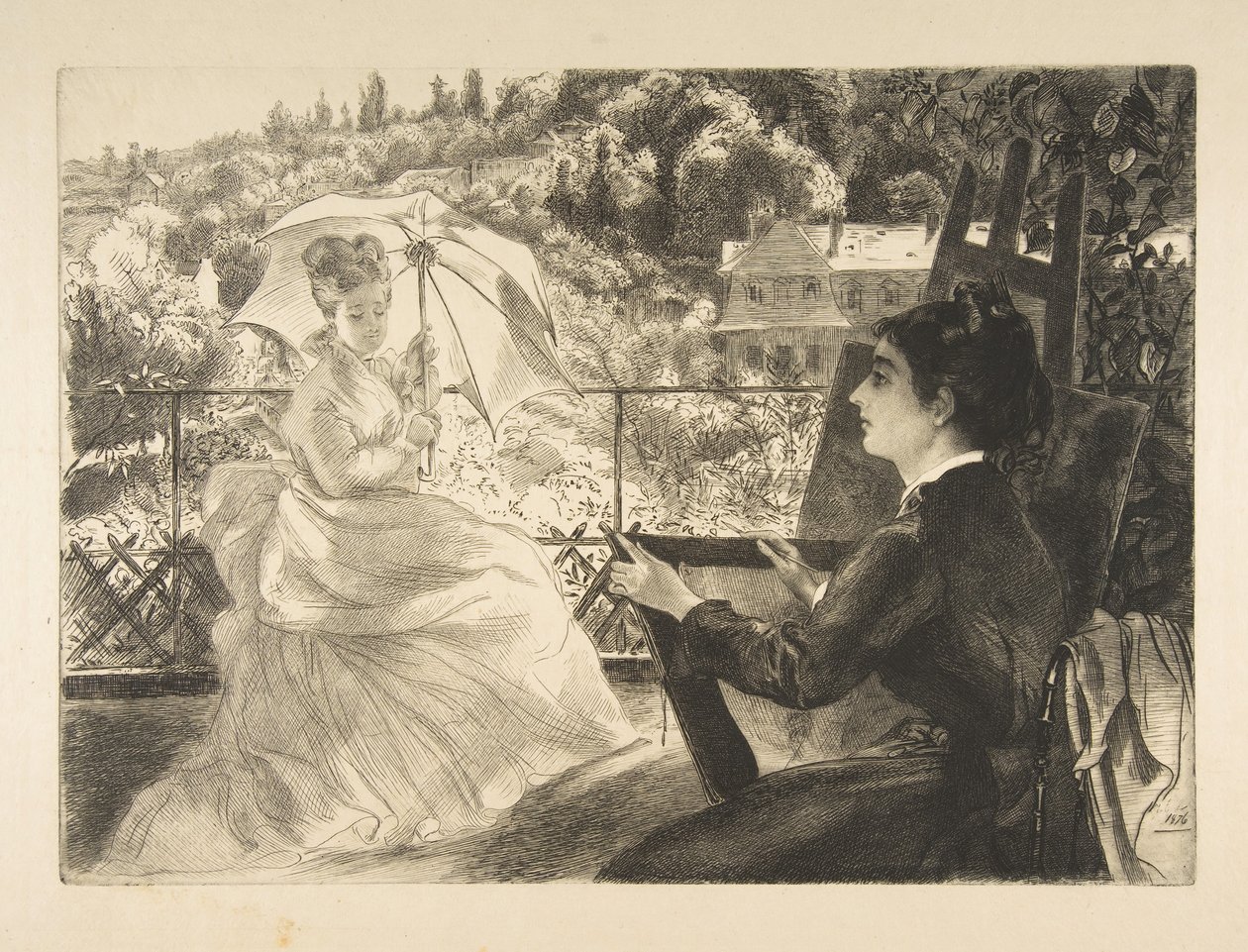 La Terrasse de la VIlla Brancas, 1876. od Felix Bracquemond