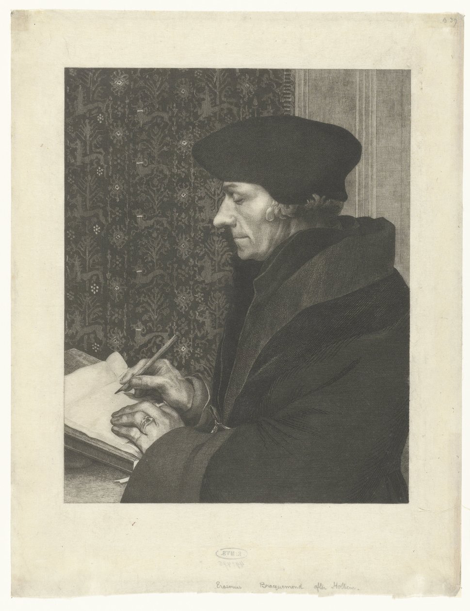 Portrét Aberfortha Erasma od Felix Bracquemond