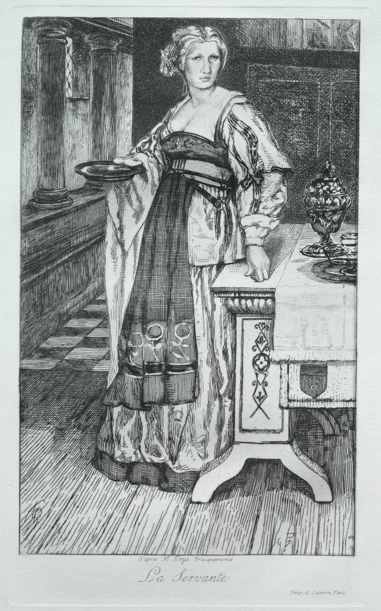 Služka, po H. Leys od Felix Bracquemond