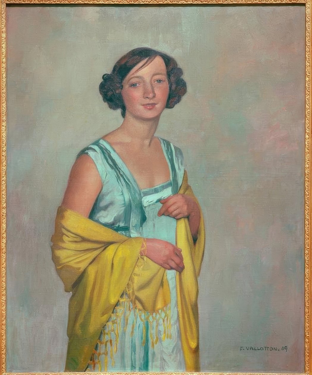 Portrét dámy se žlutým šátkem od Felix Edouard Vallotton