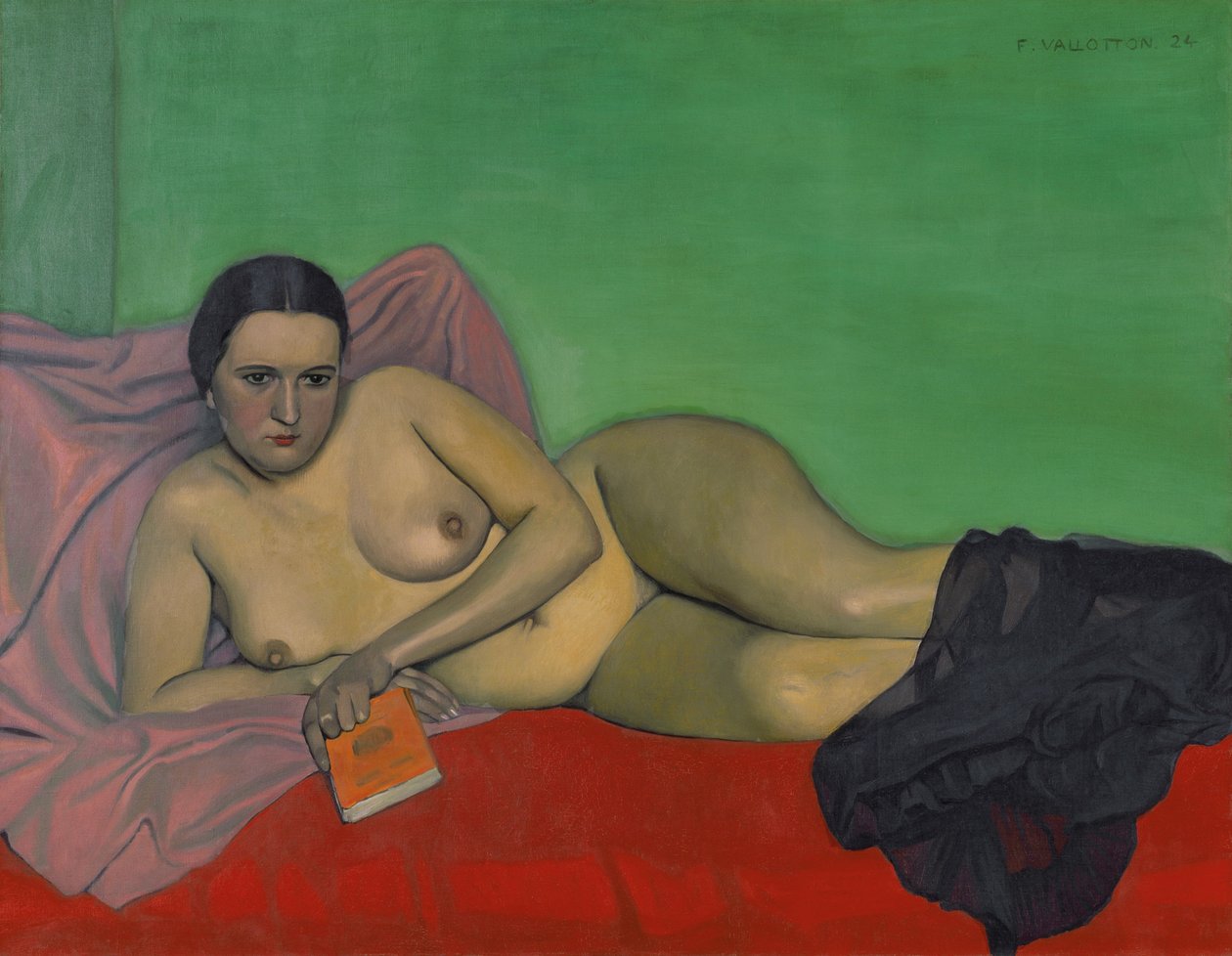 Nahá žena držící knihu, 1924. od Felix Edouard Vallotton