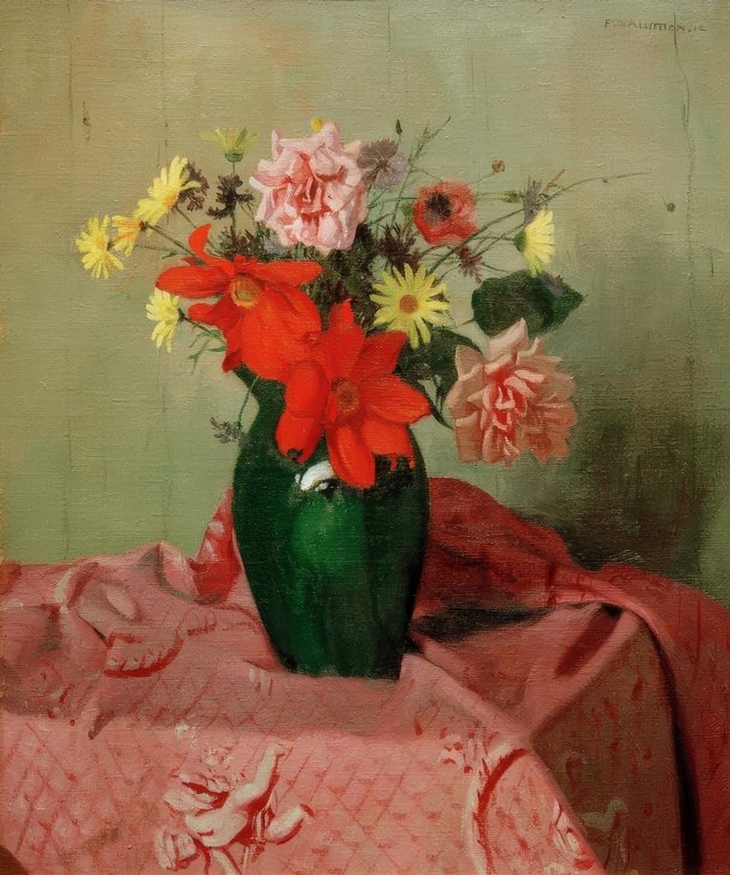 Růže a jiřiny od Felix Edouard Vallotton