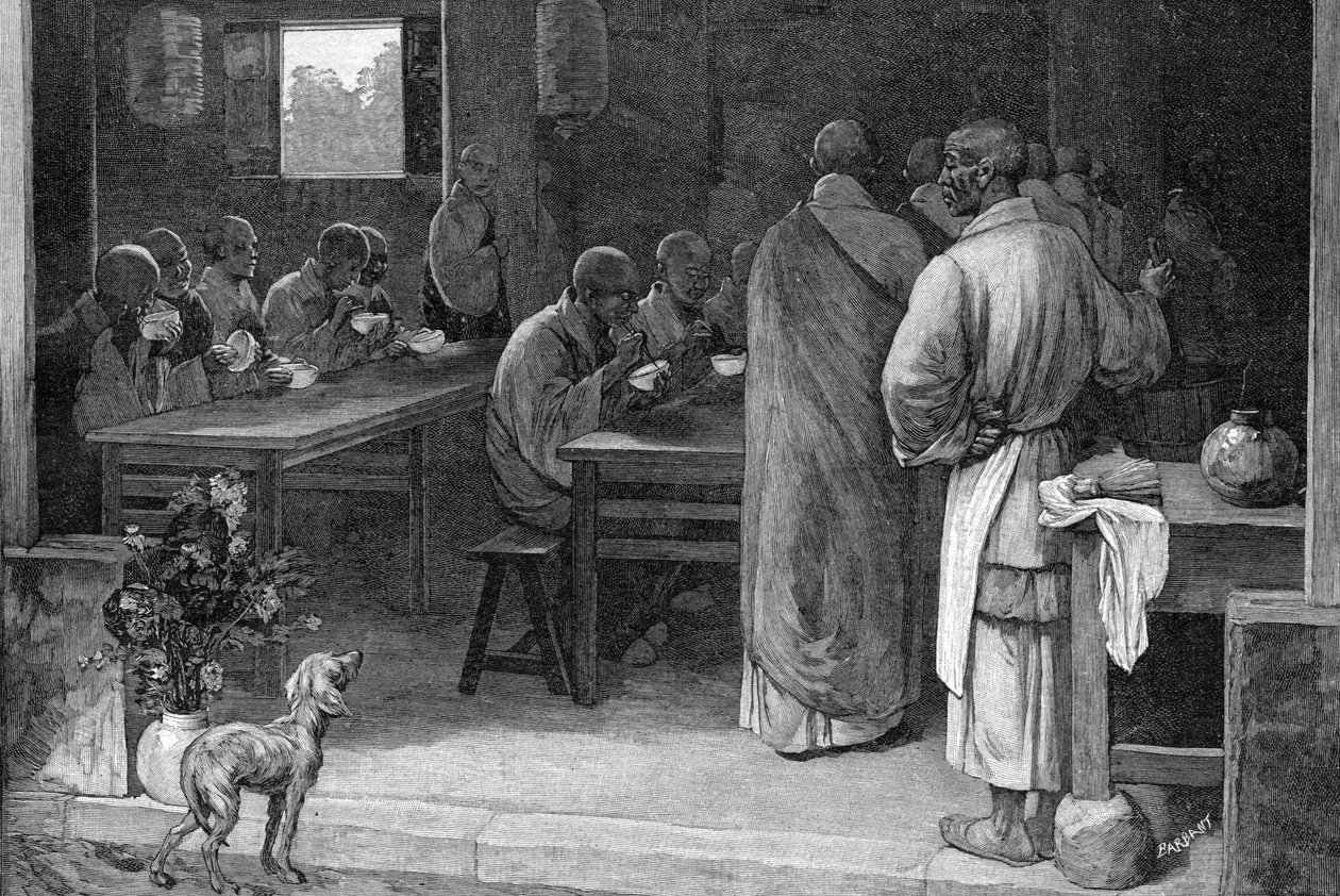 Refektář v buddhistickém klášteře od Felix Elie Regamey