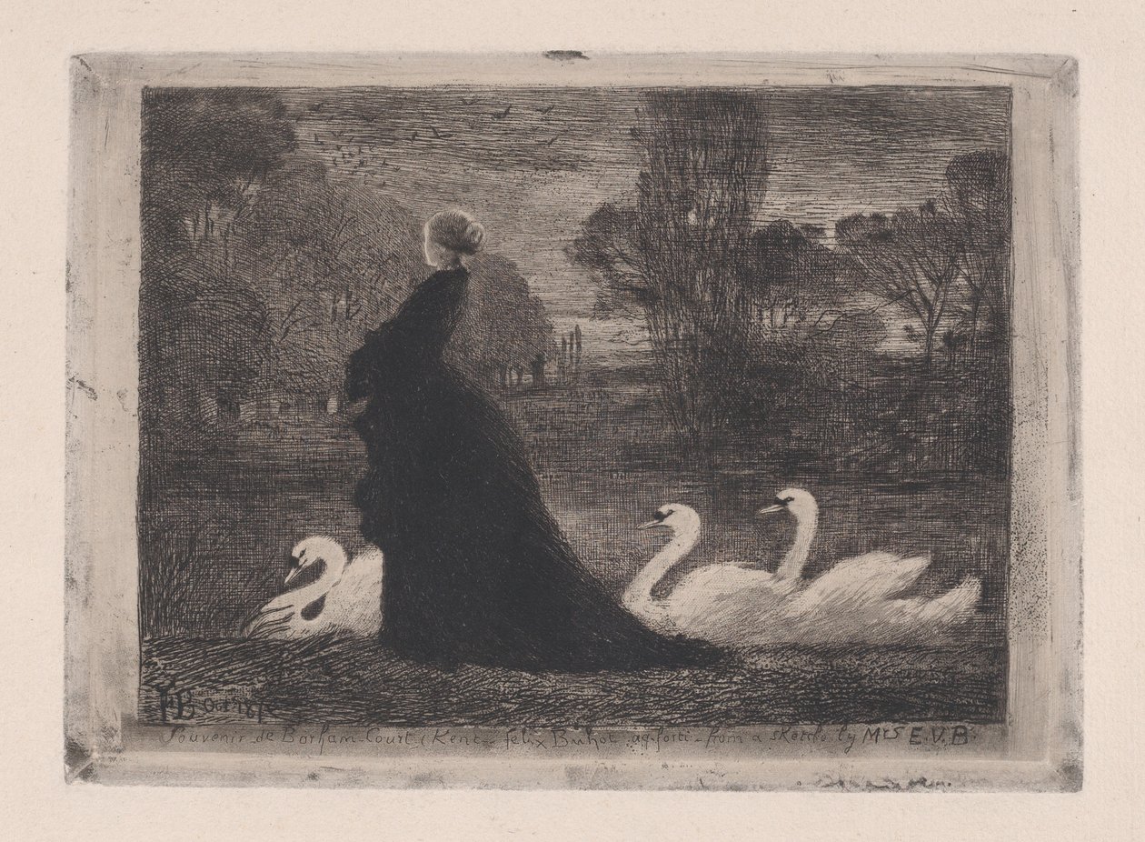 Lady of the Swans, 1879. od Felix Hilaire Buhot