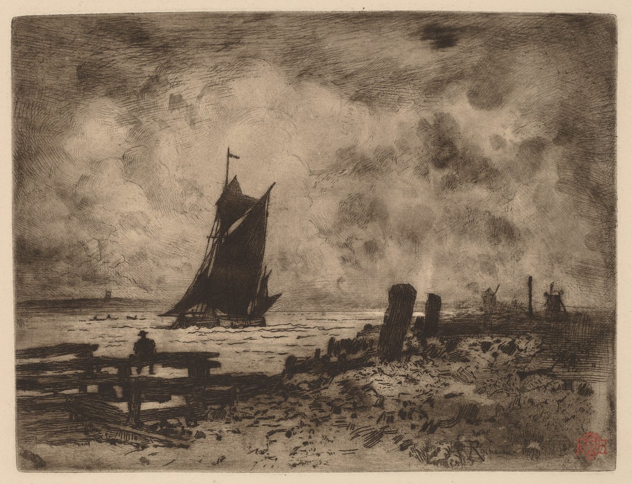 Marine: Suvenýr z Medway, 1879. od Felix Hilaire Buhot