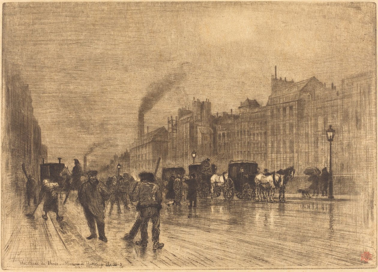 Zimní ráno na nábřežích, 1883. od Felix Hilaire Buhot