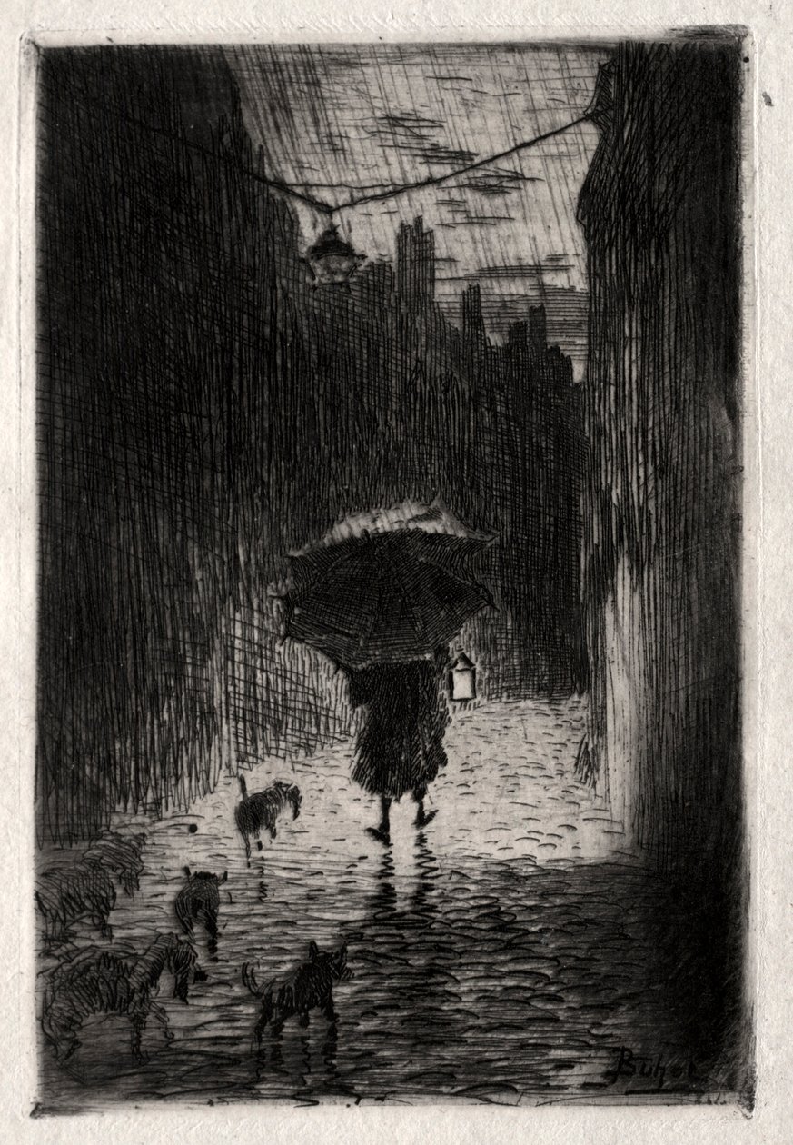 Déšť a deštník, c. 1875. od Felix Hilaire Buhot