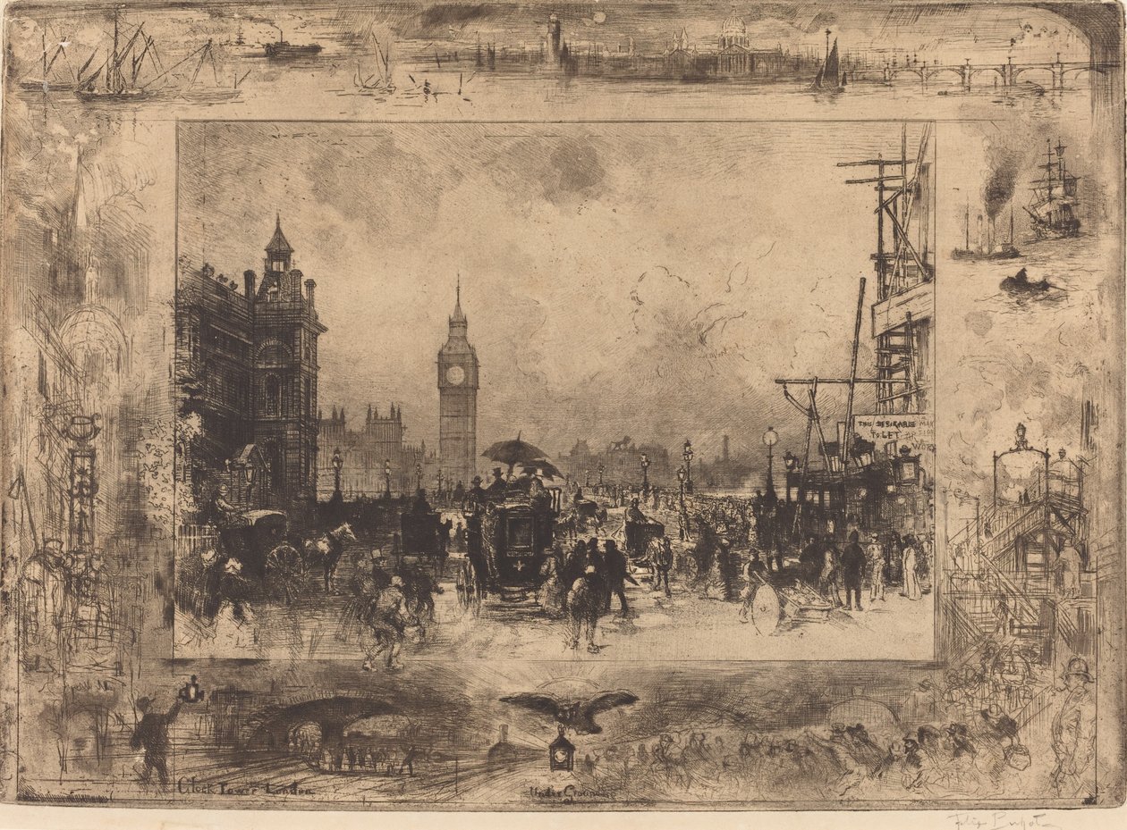 Westminsterský most, 1884. od Felix Hilaire Buhot