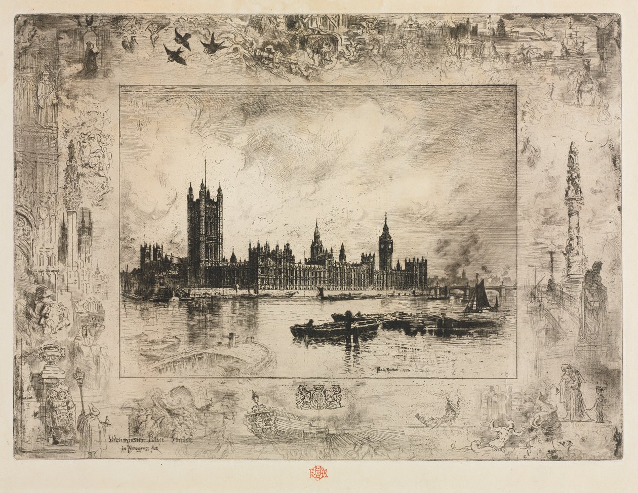 Westminster Place, 1884. od Felix Hilaire Buhot