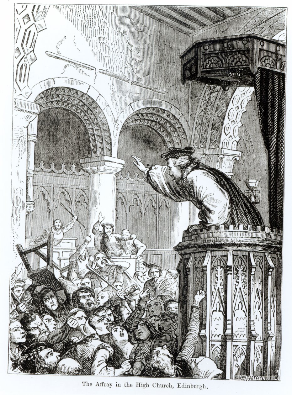 The Affray in the High Church, Edinburgh od Felix Philippoteaux