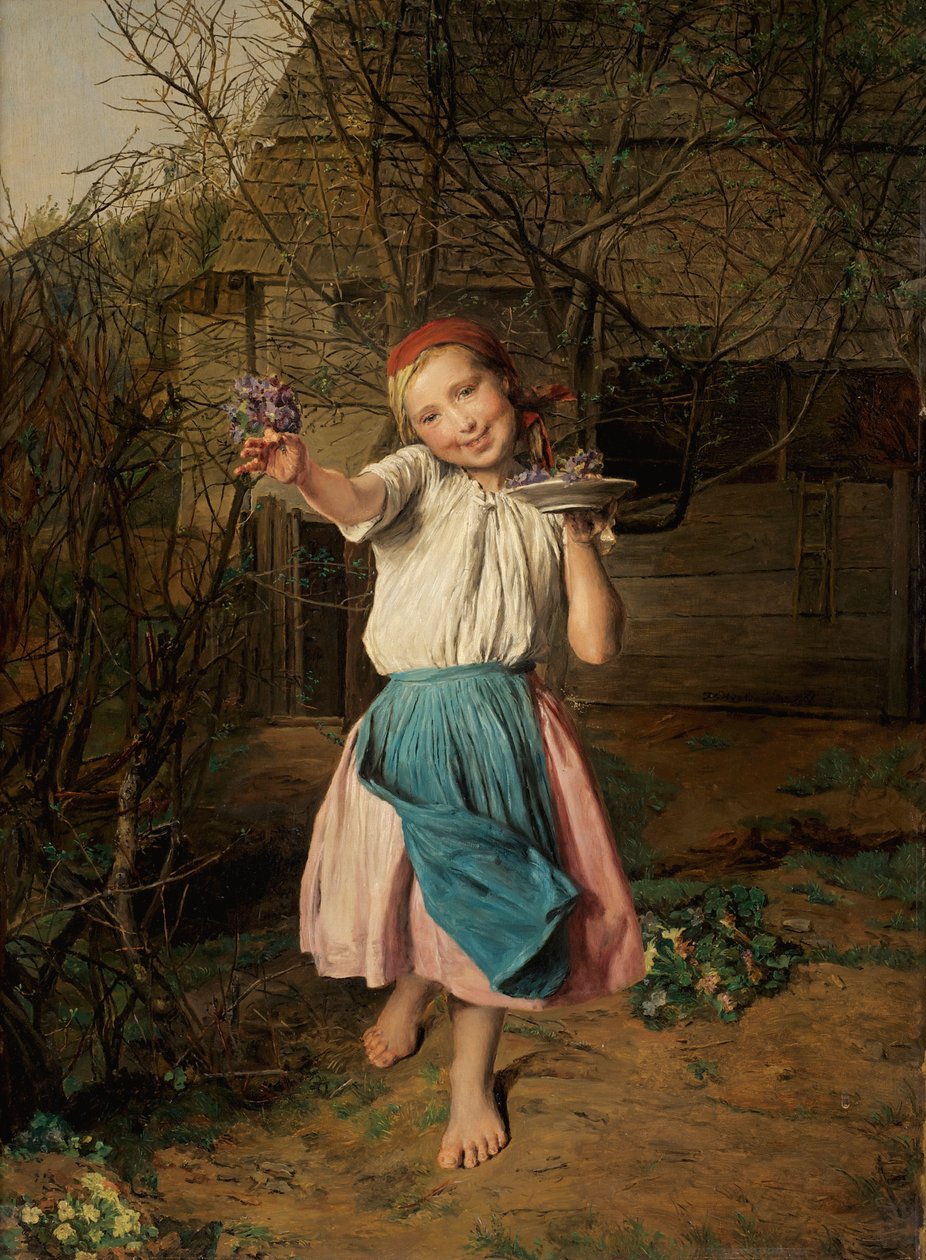 Fialová dívka od Ferdinand Georg Waldmuller
