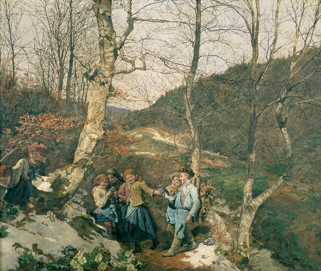 Předjaří ve Vídeňském lese (The Violet Pickers) od Ferdinand Georg Waldmuller