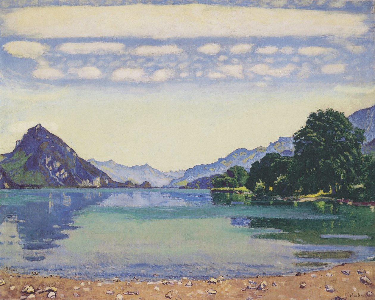 Thunské jezero z Lessigenu od Ferdinand Hodler