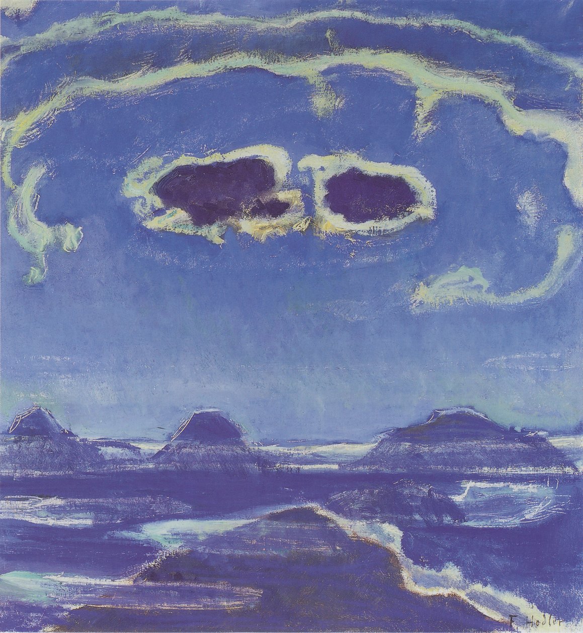Eiger, Mönch a Jungfrau v měsíčním světle od Ferdinand Hodler