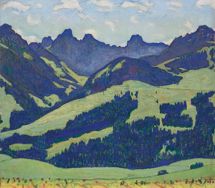 Krajina na Château dOex od Ferdinand Hodler