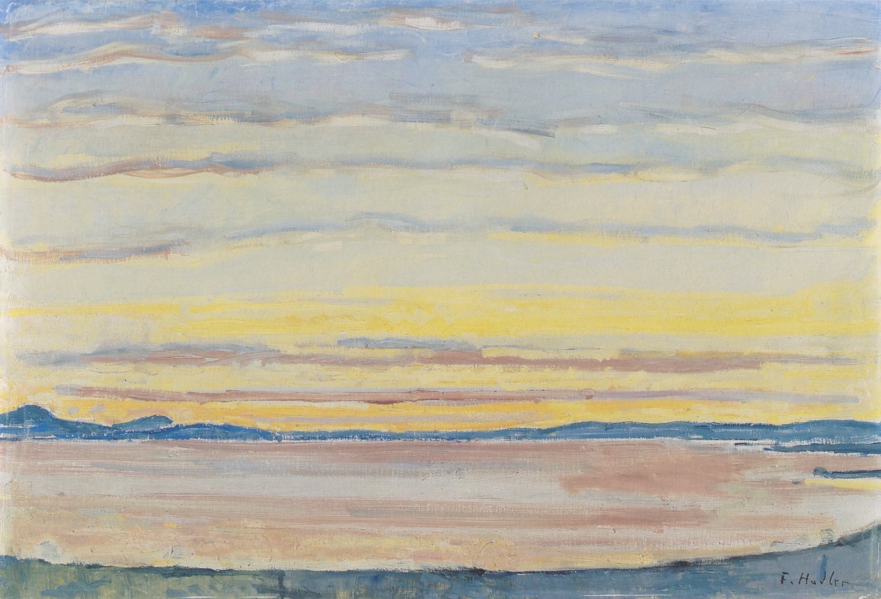 Západ slunce na Ženevském jezeře od Ferdinand Hodler