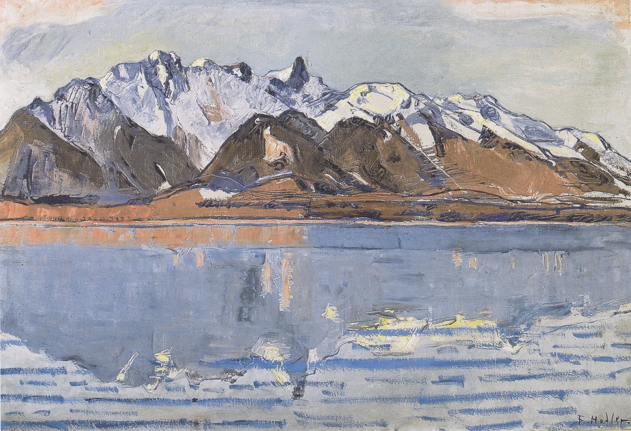 Thunské jezero s řetězcem Stockhorn od Ferdinand Hodler