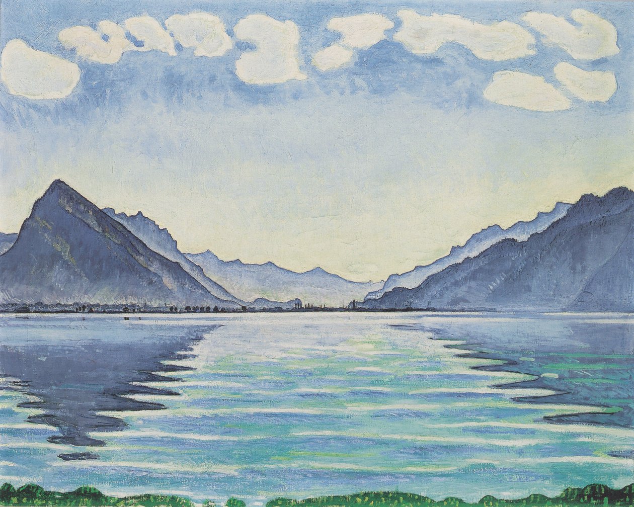 Thunské jezero se symetrickým odrazem od Ferdinand Hodler