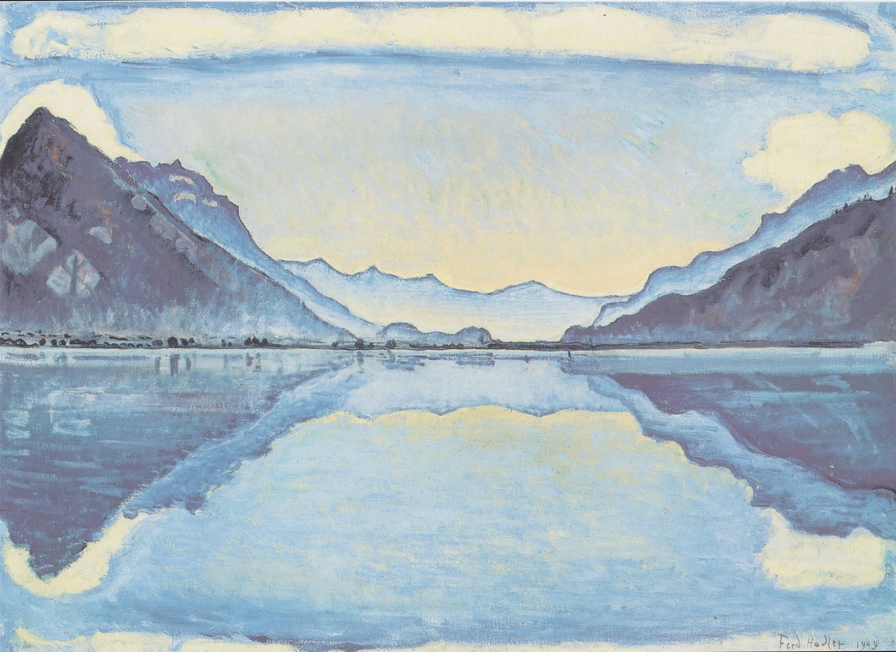 Thunské jezero se symetrickým odrazem od Ferdinand Hodler