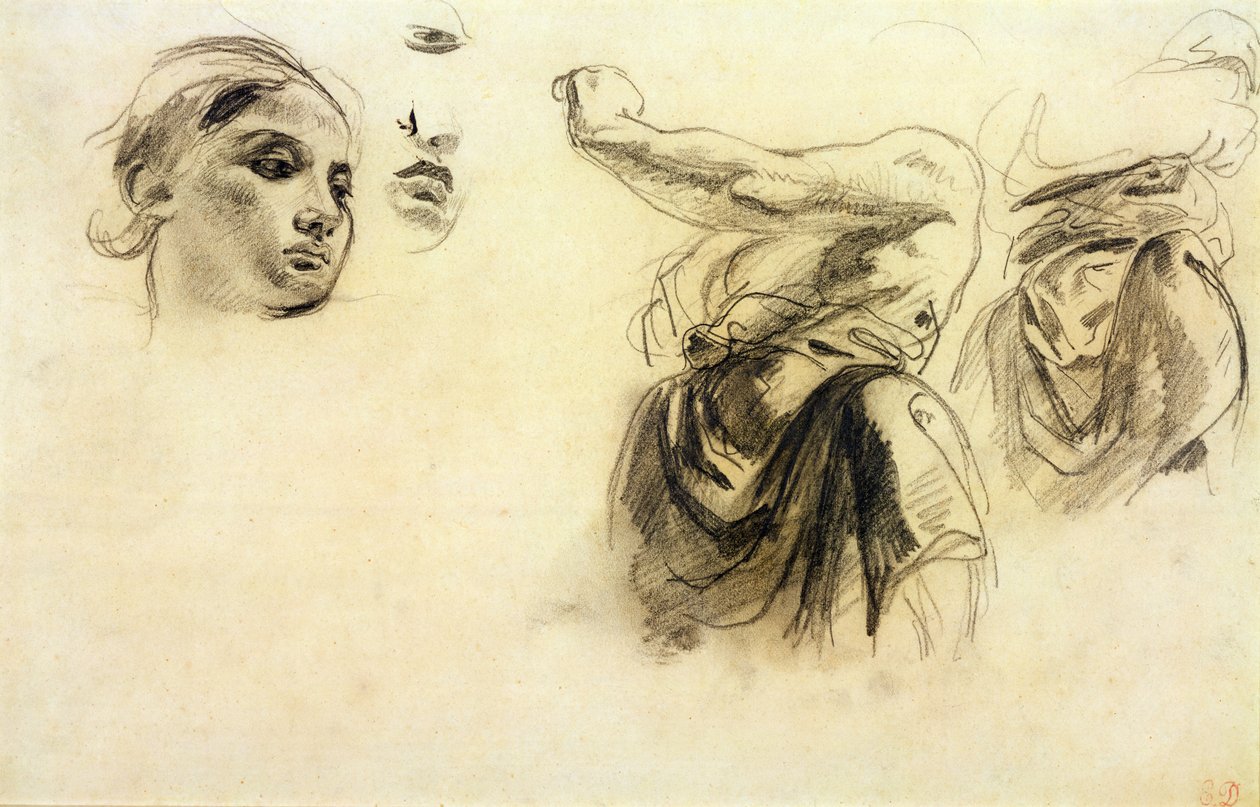 Figurální studie (grafit na papíře) od Ferdinand Victor Eugene Delacroix