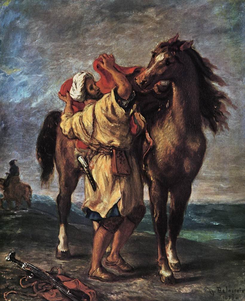 Maročan a jeho kůň od Ferdinand Victor Eugene Delacroix