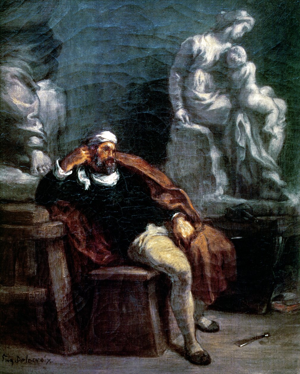 Michelangelo (1475-1564) ve svém ateliéru od Ferdinand Victor Eugene Delacroix