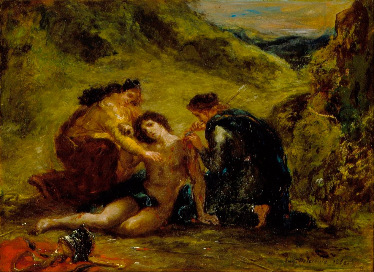 Svatý Šebestián se svatou Irenou a doprovodem od Ferdinand Victor Eugene Delacroix